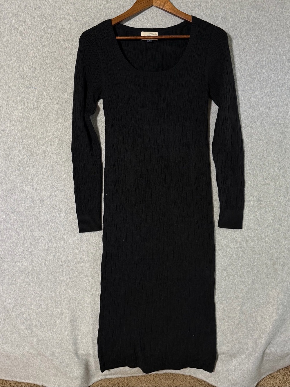 Universal Thread Black Long-Sleeve Ribbed Midi Dress xs